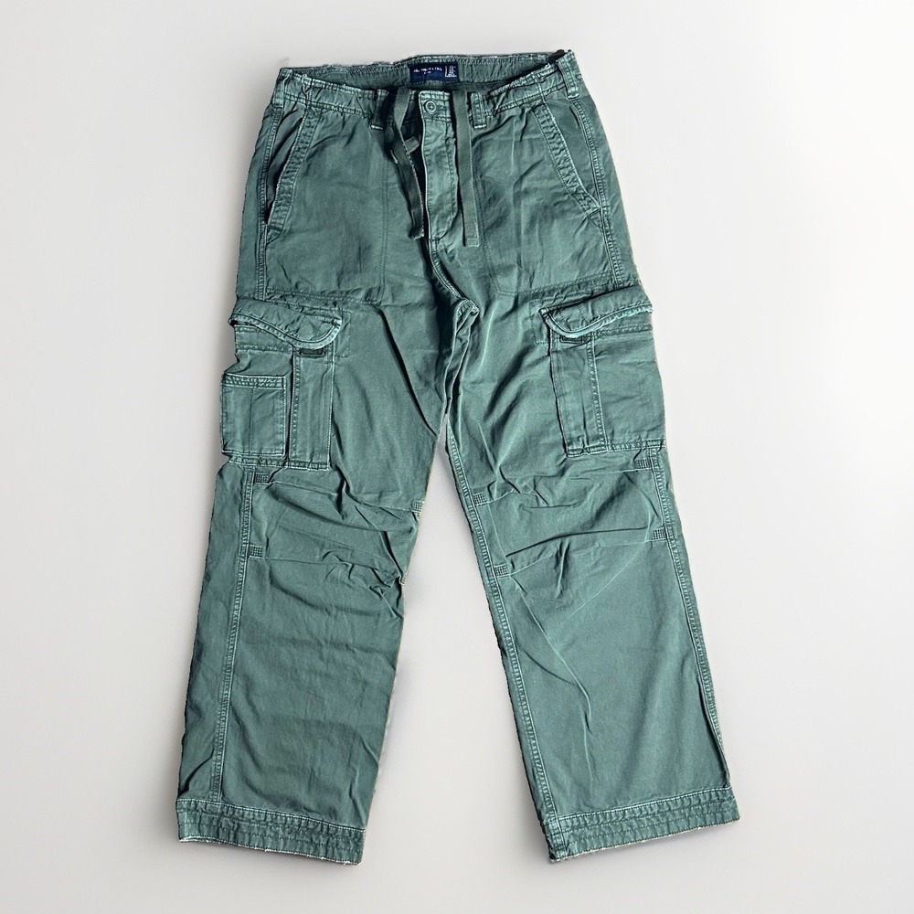 Abercrombie Fitch Baggy Cargo Pants Mens 33x32 Military Drawstring Paratrooper